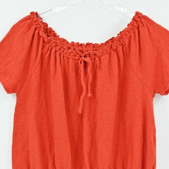 MADEWELL Texture & Thread Womens Sz S Orange Drawstring Top Textured Cropped Fit - Picture 3 of 9